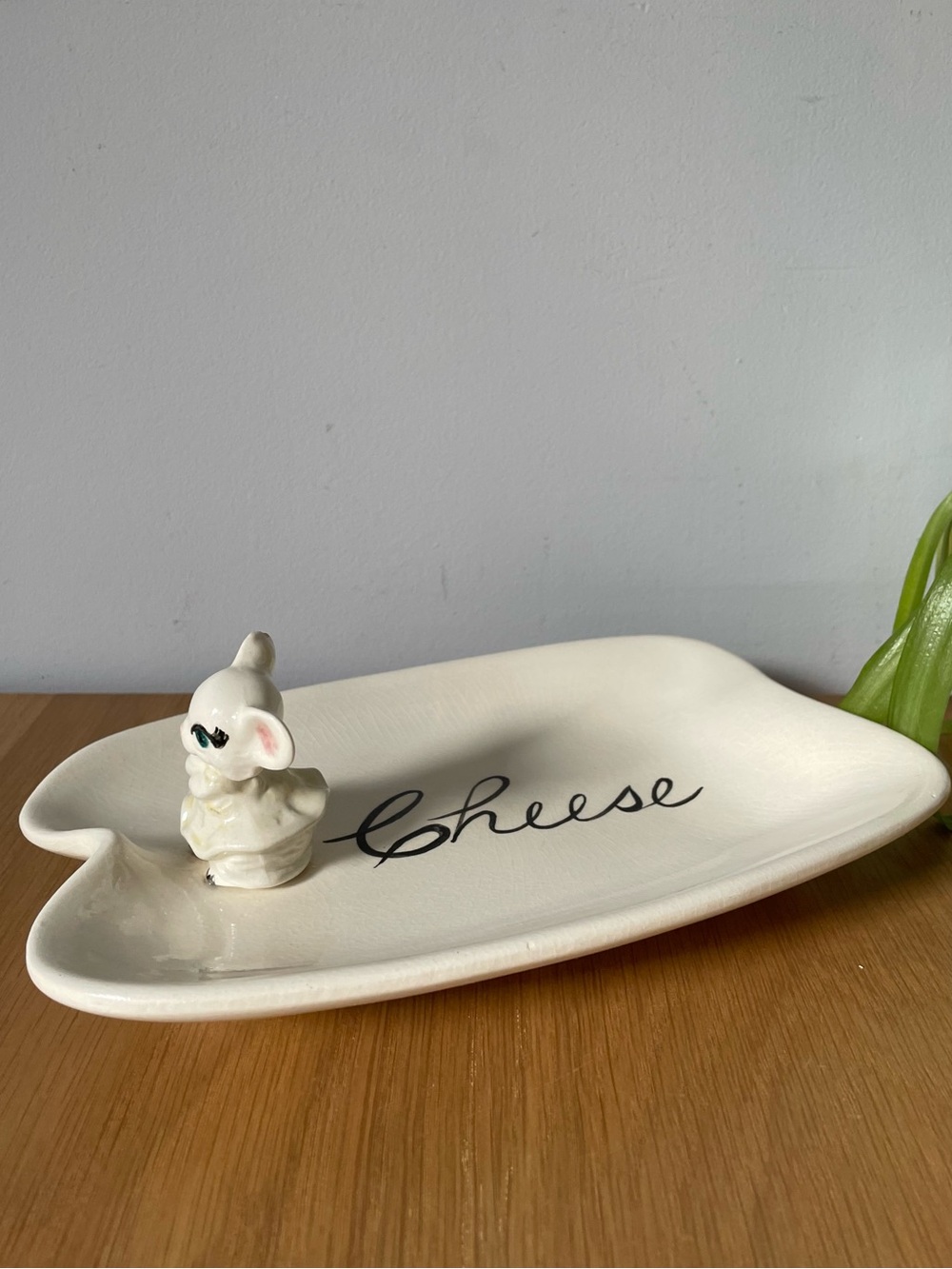 Vintage 1970 Handmade Kitsch Mouse Cheese Platter Trinket Dish